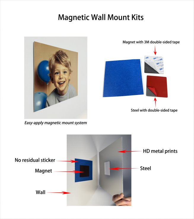 Mixtiles set of 3 Personalized safe wall magnetic metal prints (12x18inch )